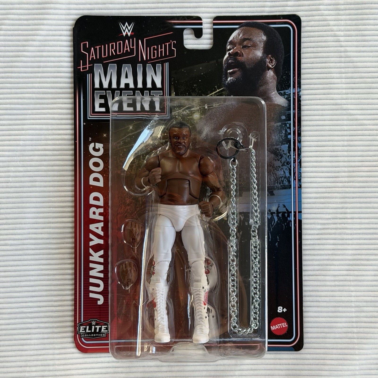 Mattel WWE Elite Saturday Night's Main Event Junkyard Dog Figure w/ Chain Boxed