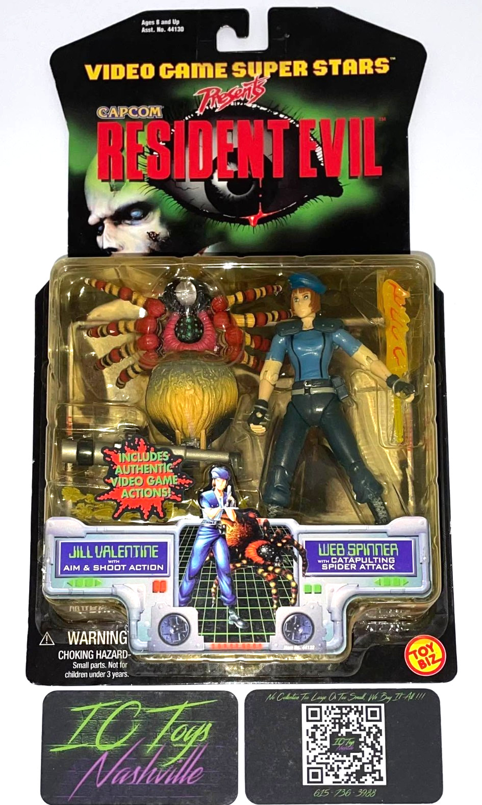 1998 Toy Biz Capcom Resident Evil Jill Valentine & Web Spinner Figures MOC