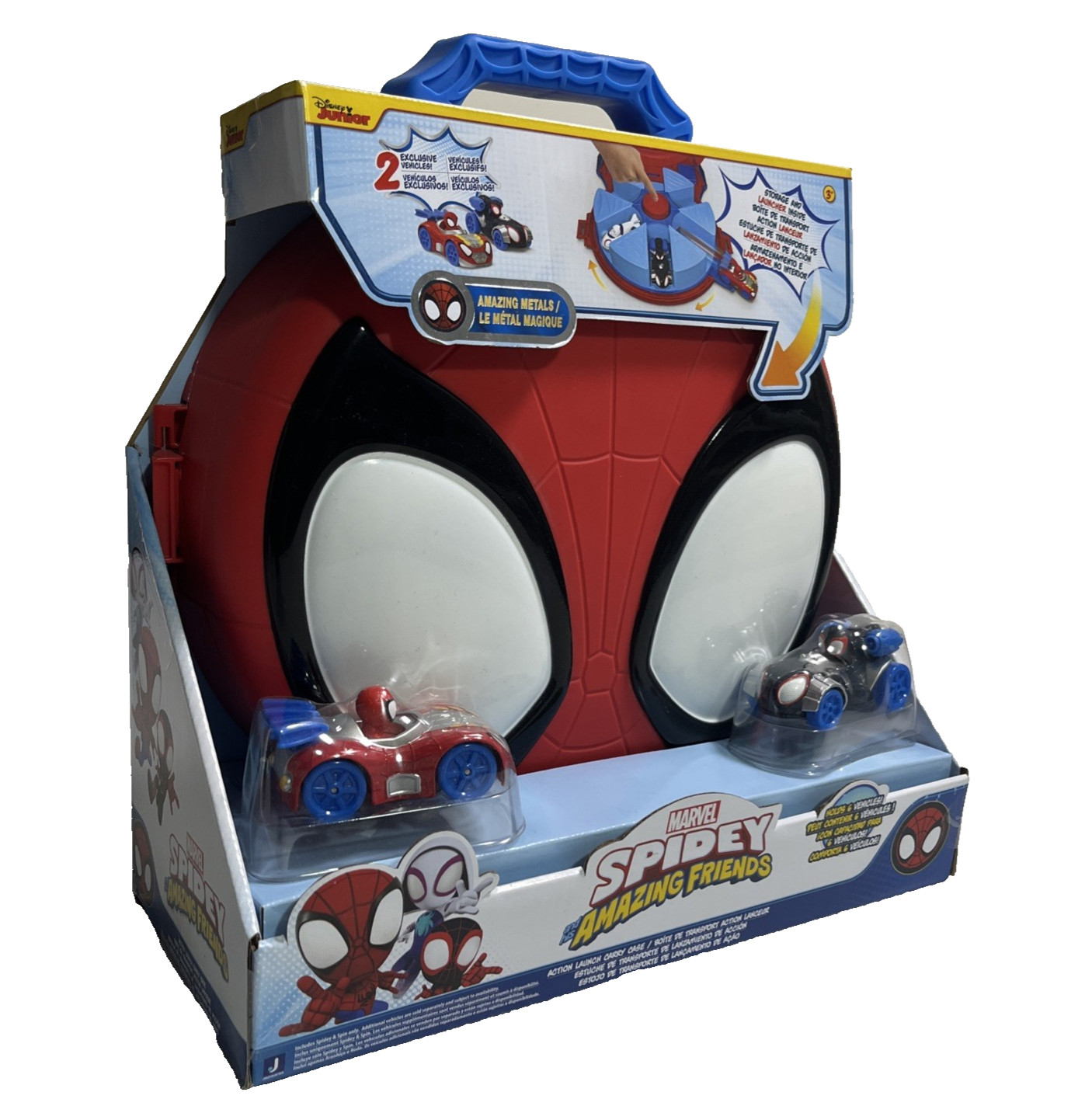 Marvel Spiderman Spidey Action Launch Carry Case With 2 Metal Cars Jazwares New
