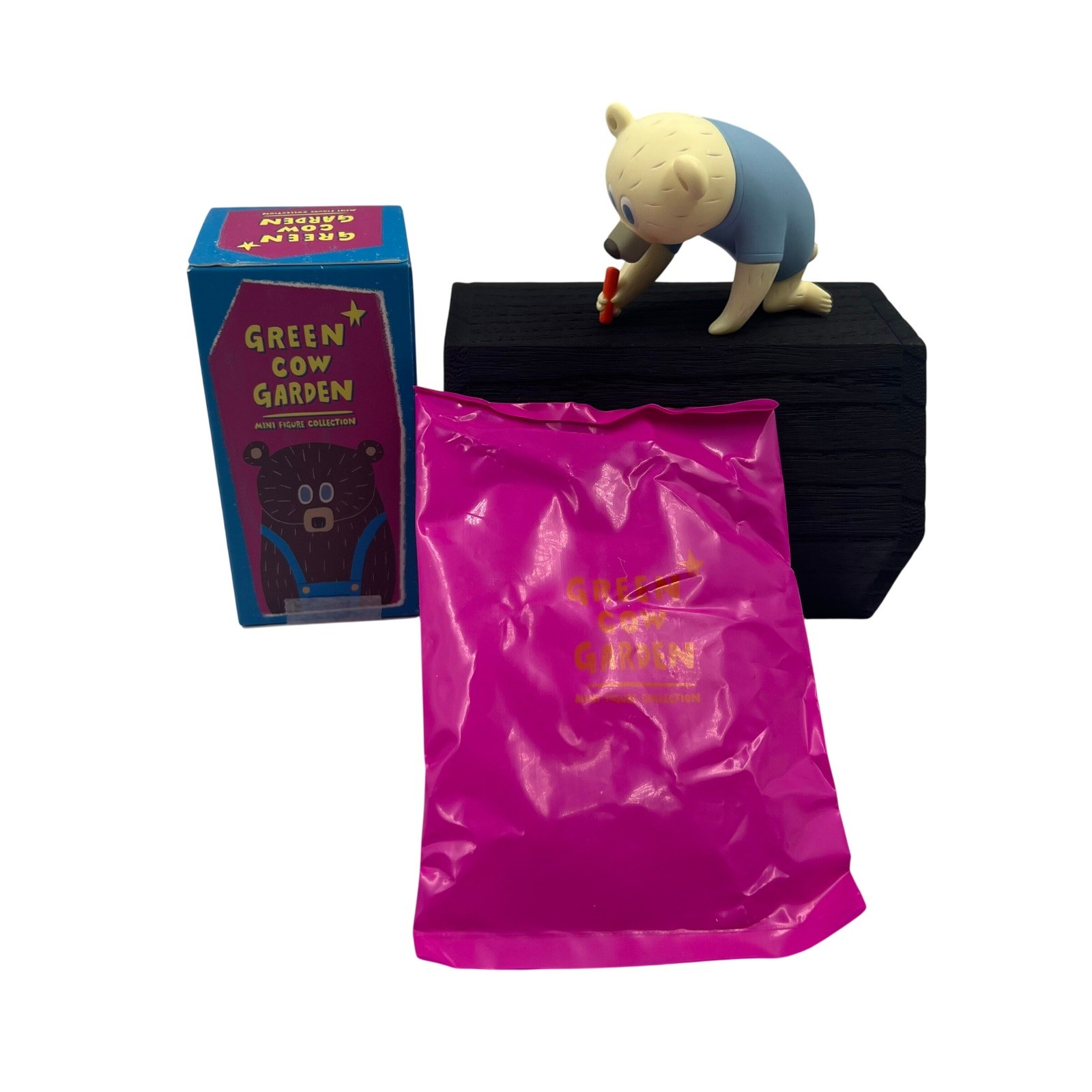 Camicia blu POP MART How2work Kohei Ogawa verde mucca giardino orso minifigure