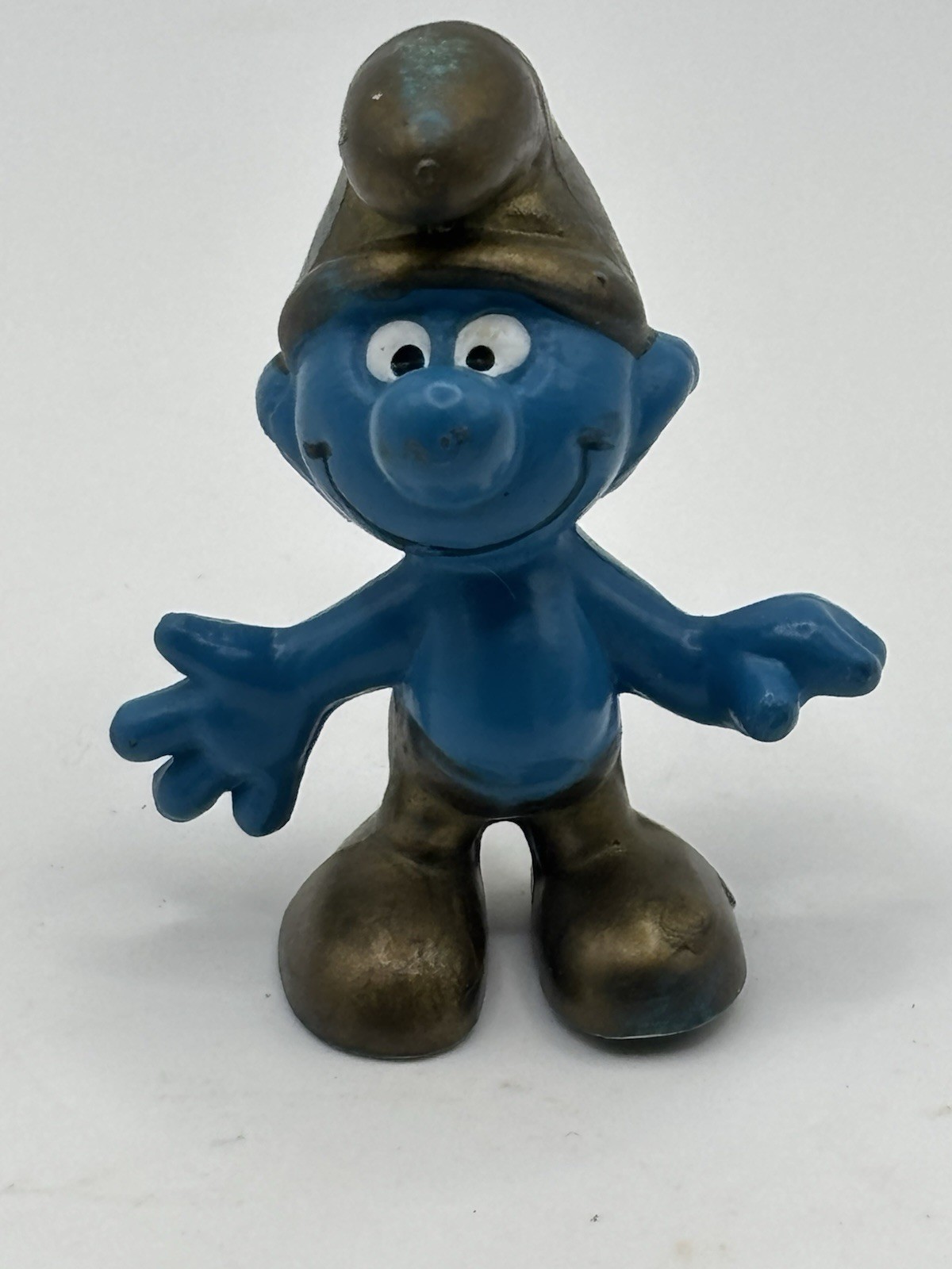 Puffi ORO Puffo Figura RARA Vintage da Collezione GOLDEN Giocattolo PVC Schleich 1965