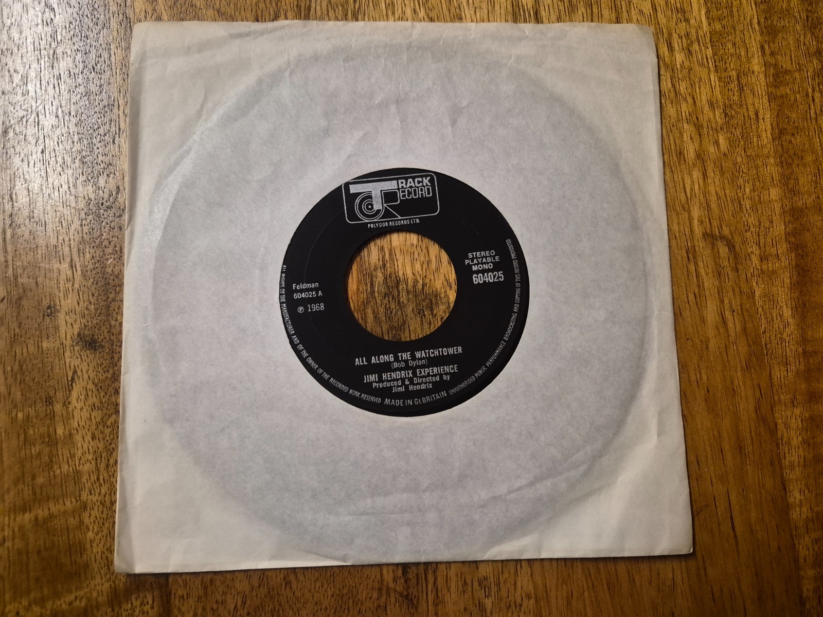 Jimi Hendrix Experience – All Along The Watchtower 1968 Track Record 604025 7”