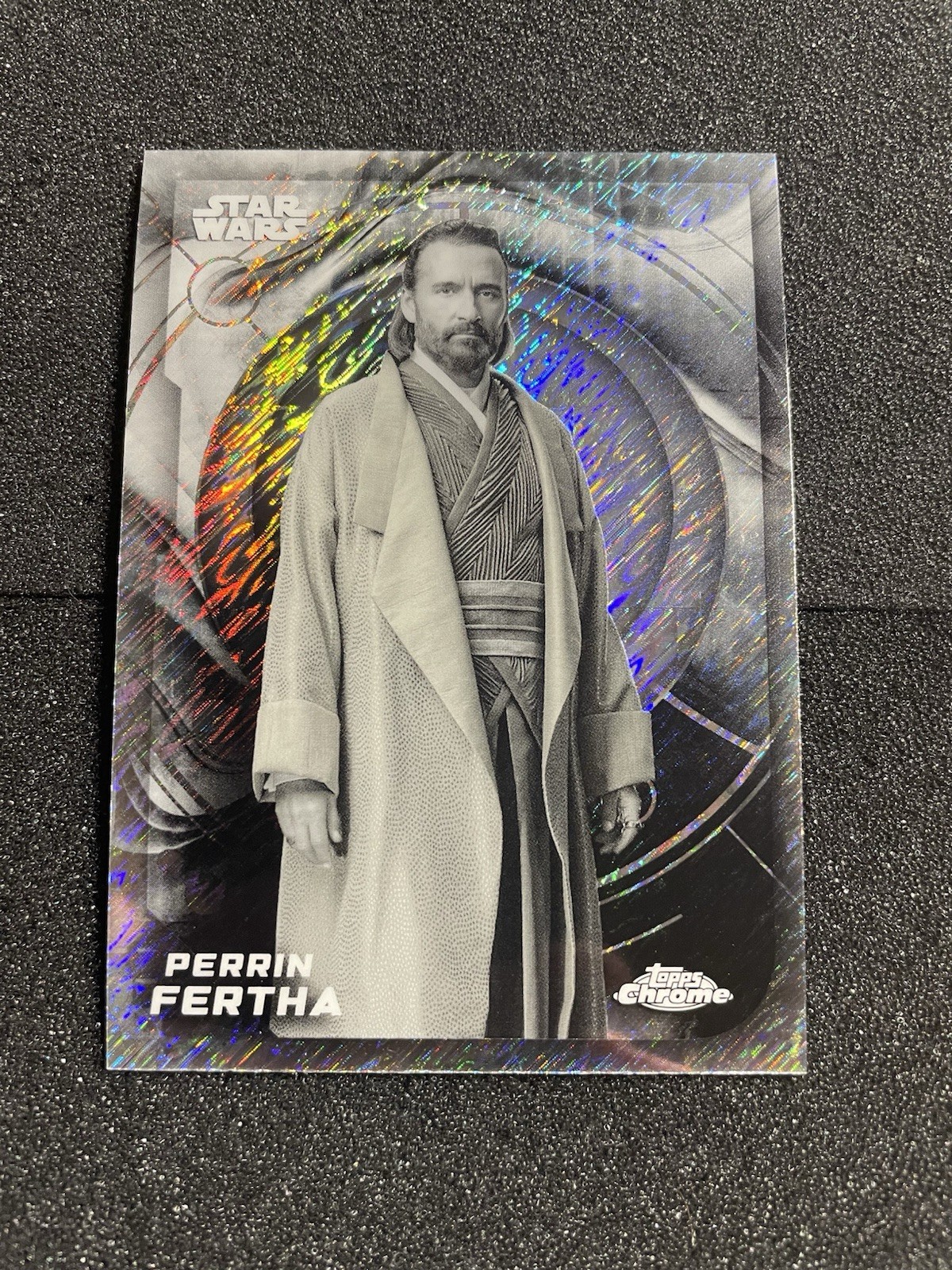 2026 Star Wars Krrsantan Topps Chrome Perrin Fertha #173 Black & White Shimmer