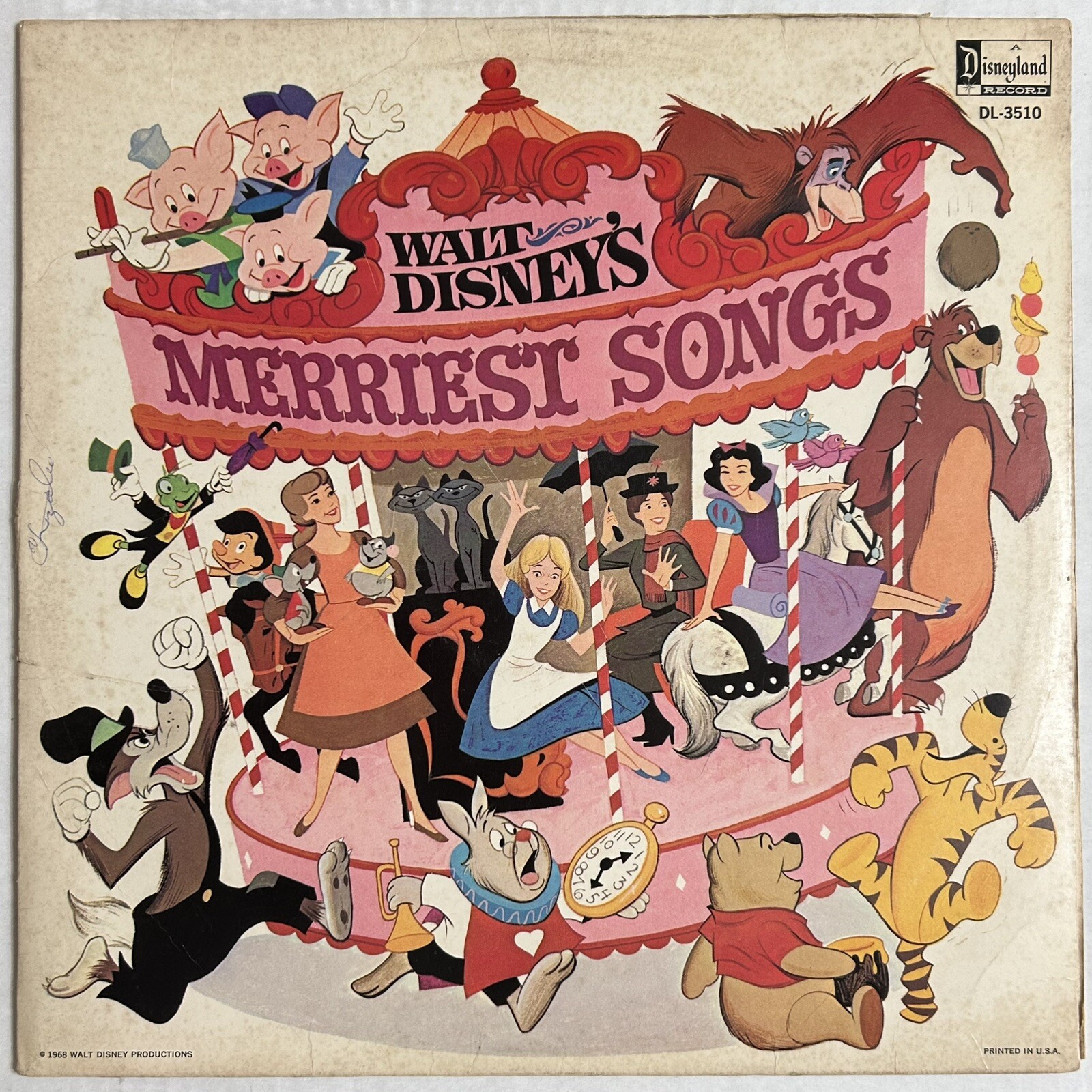 Various - Walt Disney's Merriest Songs - Disneyland DL-3510 Vinyl LP Gulf Promo