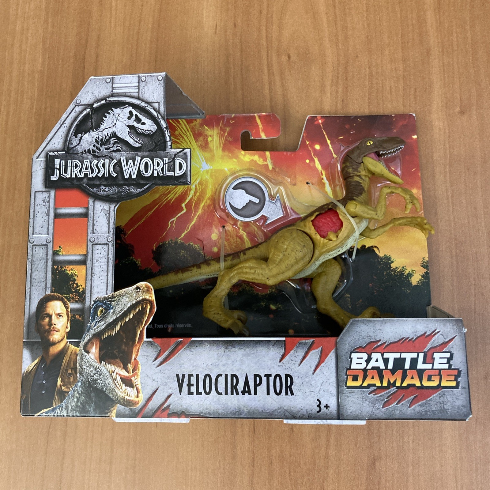 Mattel 2017 Jurassic Park VELOCIRAPTOR Battle Damage Action Figure 7" Toy New
