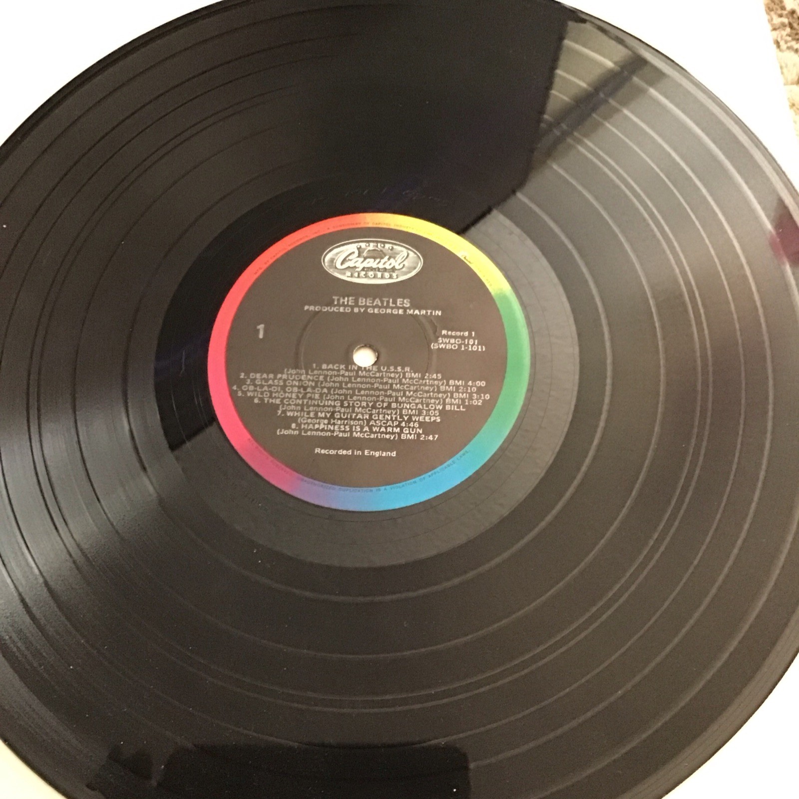 1968 THE BEATLES WHITE ALBUM VINYL 1983 CAPITOL RAINBOW SWBO-101 W/PICs
