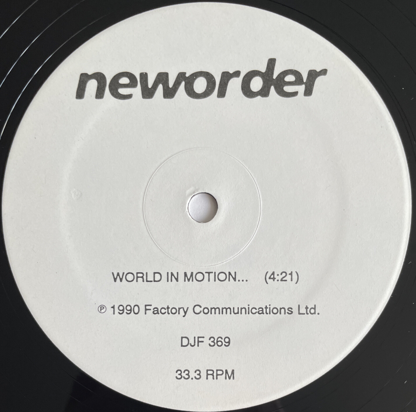 NEW ORDER -World In Motion- Rare Canadian 12” White Label Promo (Vinyl Record)
