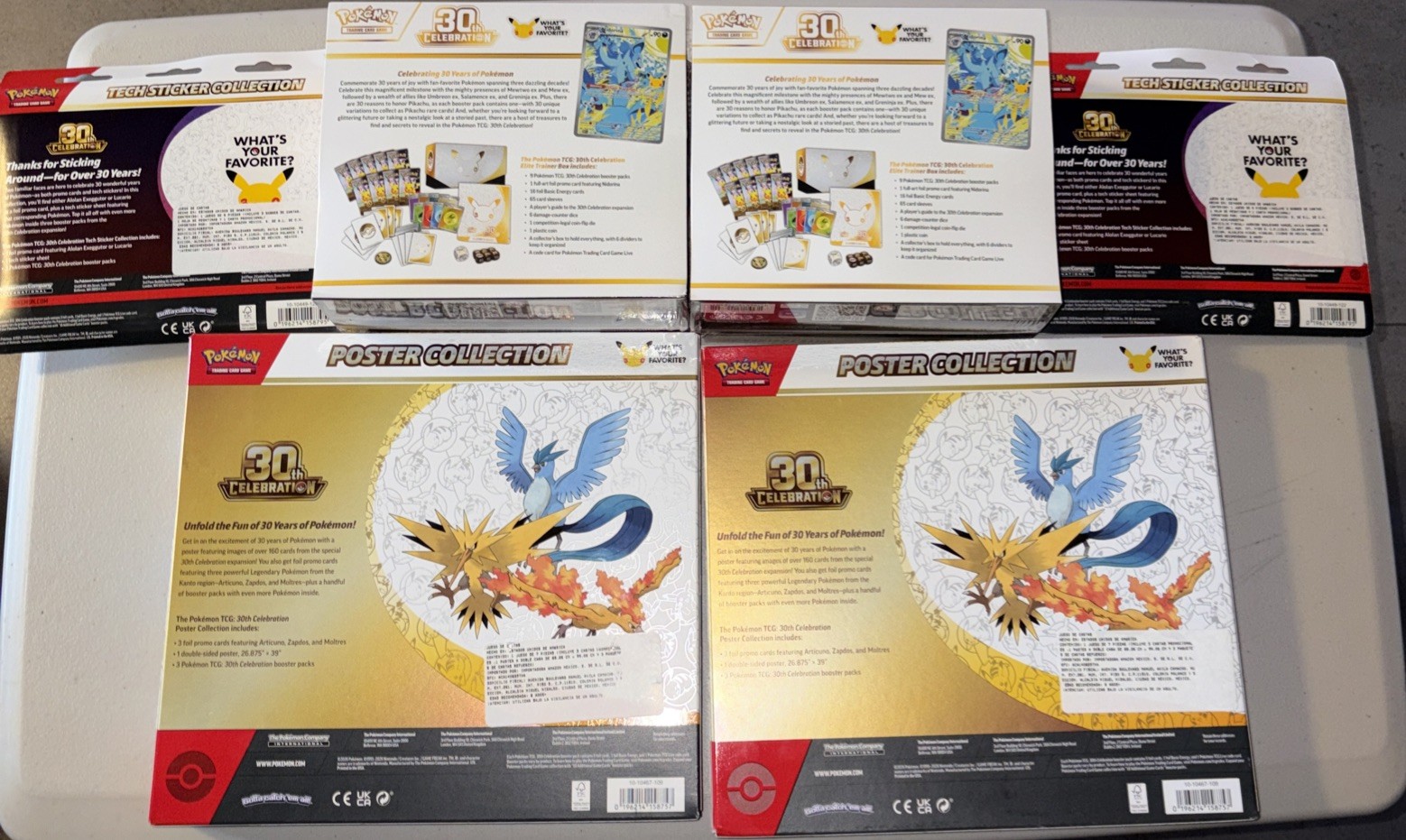 Pokemon ETB 30th Anniversary Sealed bundle pack set Tech sticker Poster LOT