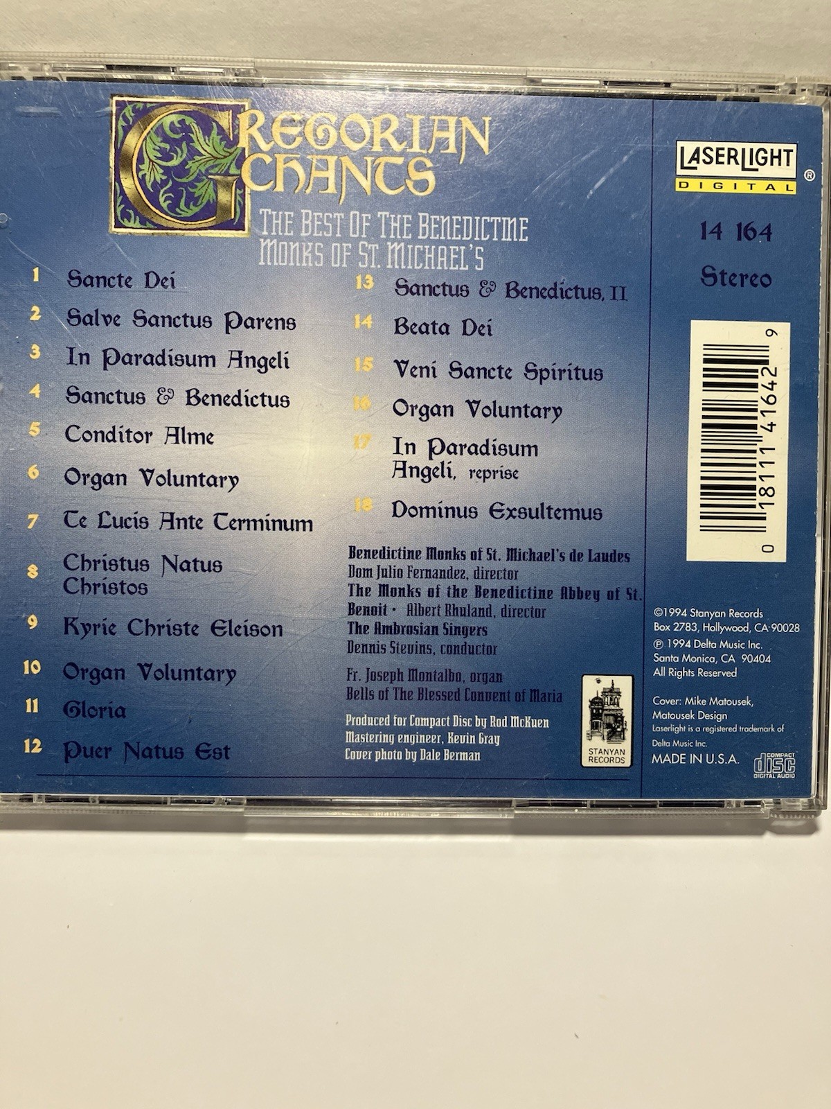 Gregorian Chants: The Best of the Benedictine Monks of St. Michael's CD 1994