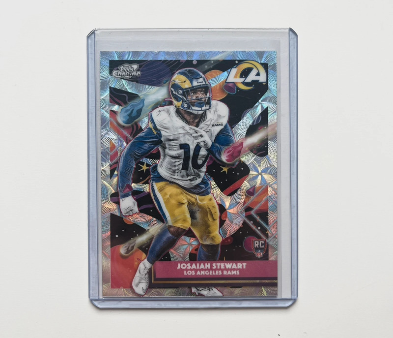 Josaiah Stewart RC 2025 Topps Chrome Cosmic NFL #159 Nucleus Refractor Los Angeles Rams