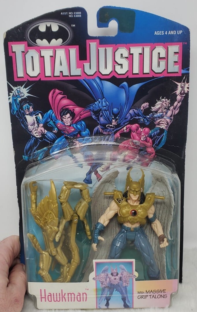 Vintage 1996 BATMAN Total Justice HAWKMAN Toy Action Figure by Kenner **NEW**