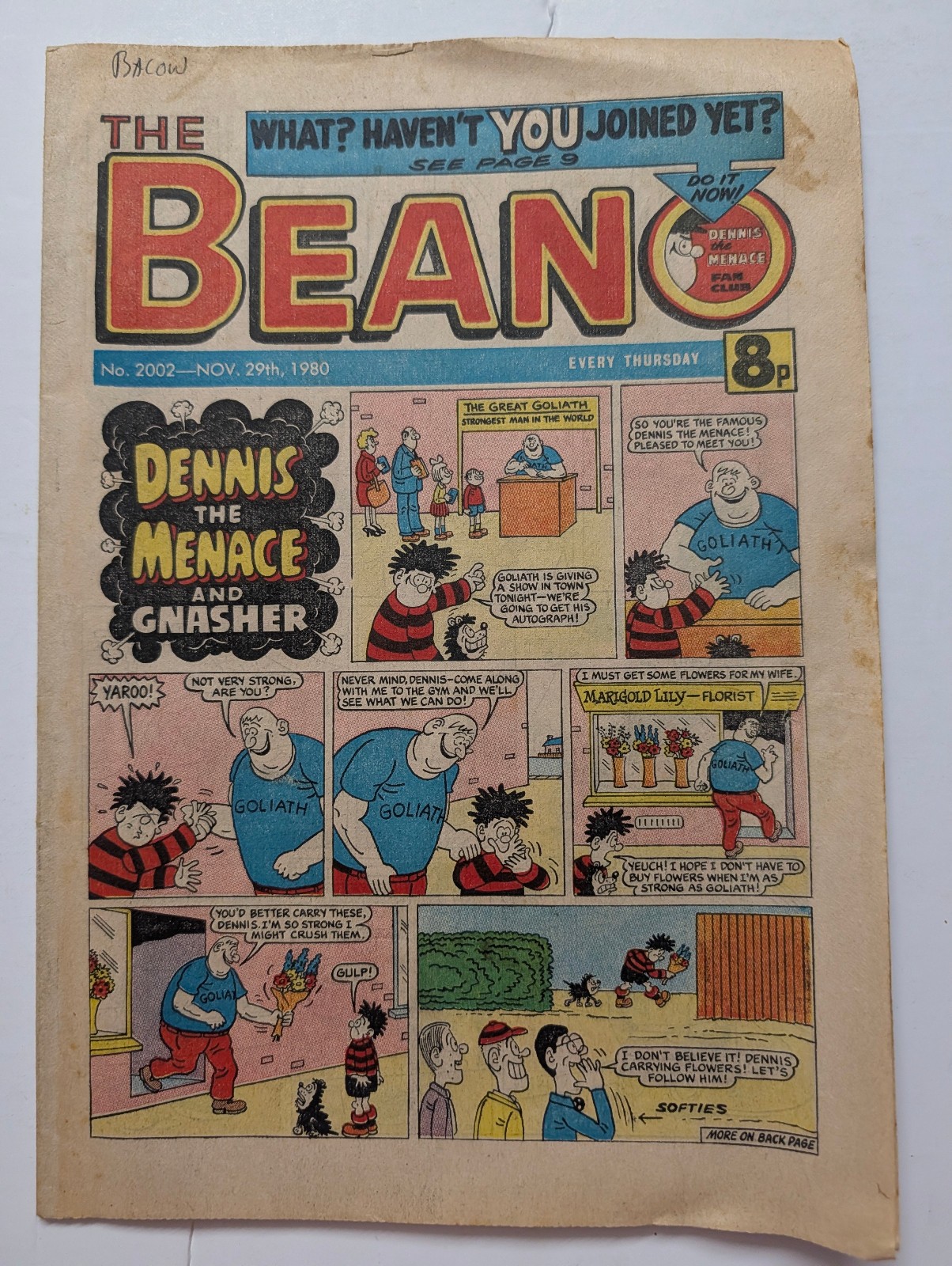 Beano Comic No 2002, November 29th 1980.