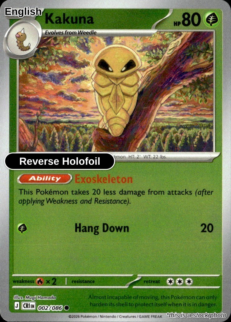 Kakuna Reverse Holofoil Chaos Rising 002/086 leggermente giocato