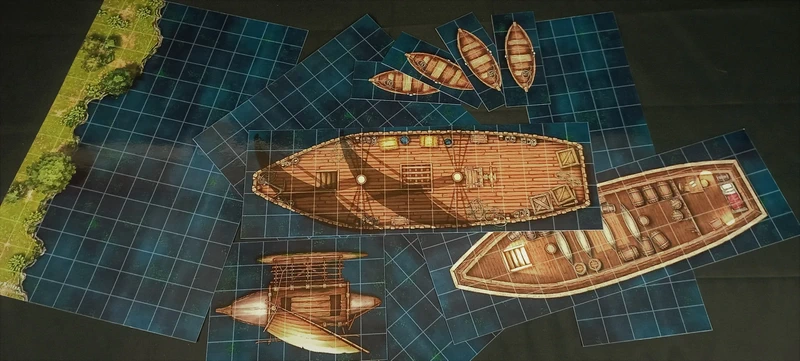 Navires et Rivière, battlemaps pour jeux de rôles