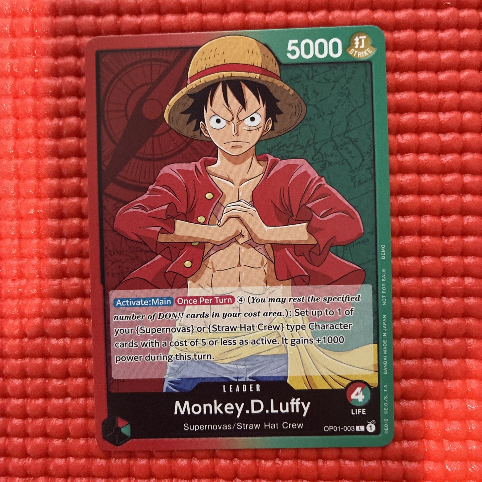 One Piece Monkey D Luffy OP01-003 PRE ERRATA Leader Romance Dawn pre-errata RARE