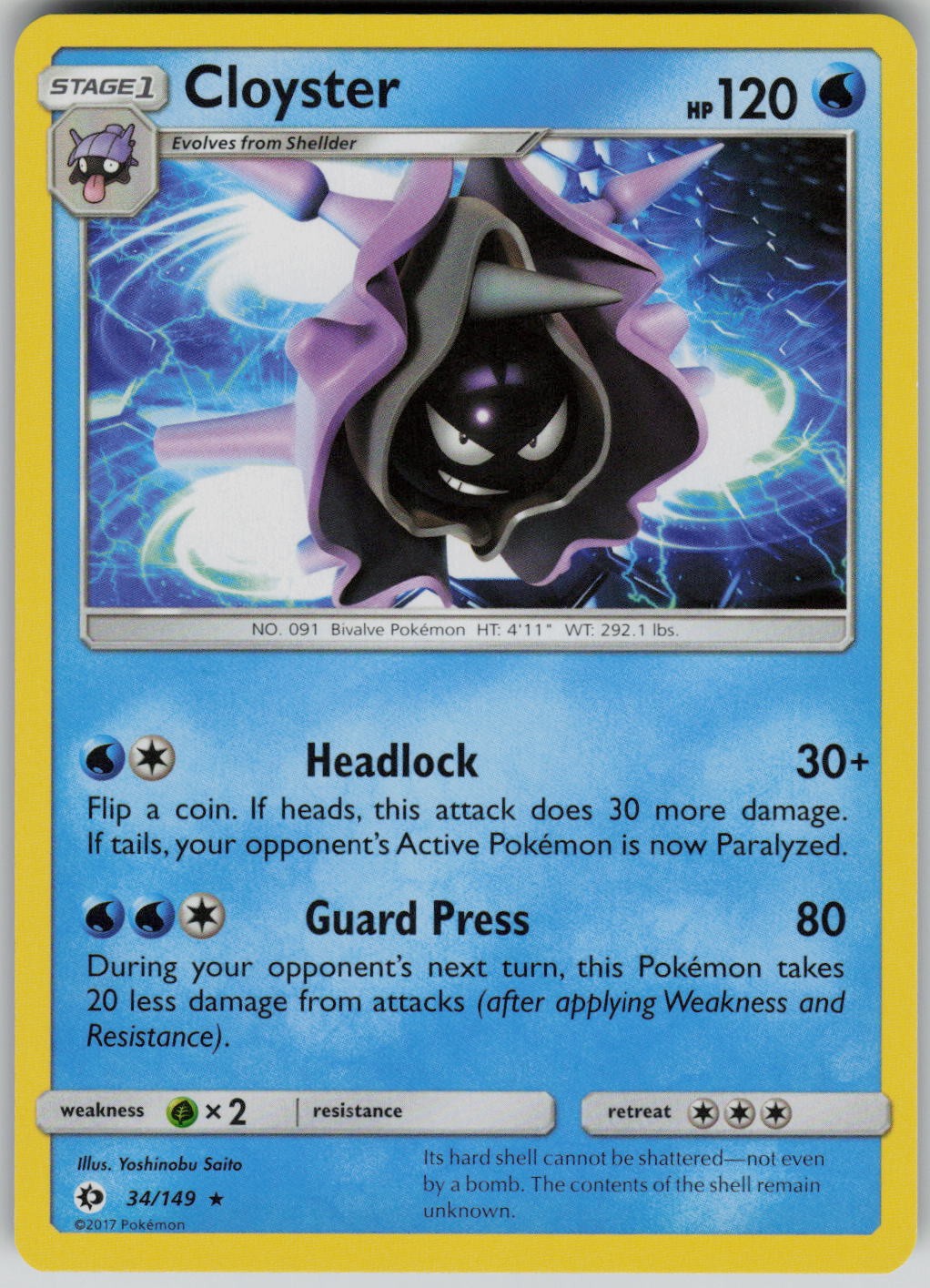 Cloyster 34/149 raro set base SM