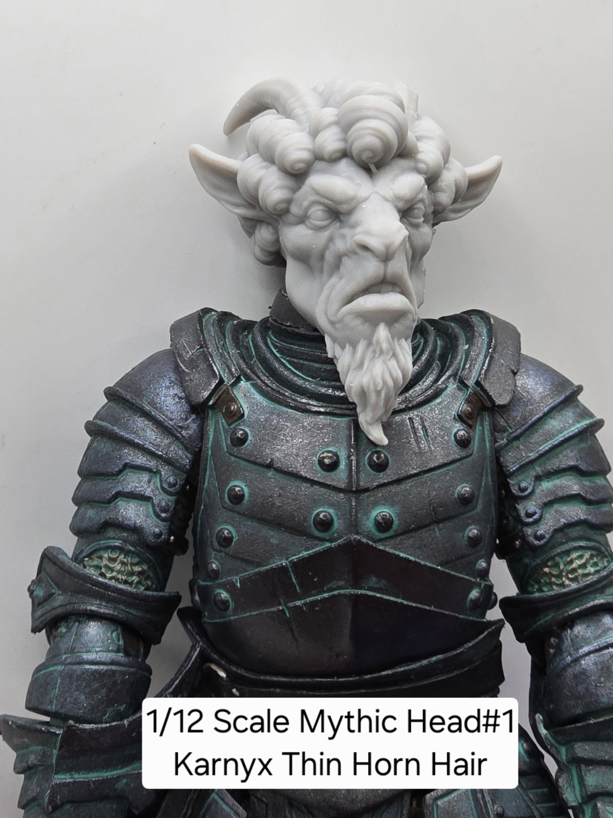 3d Printed KARNYX THIN HORN /HAIR HEAD#1  1.0  For Mythic Legions 1/12 Figure 