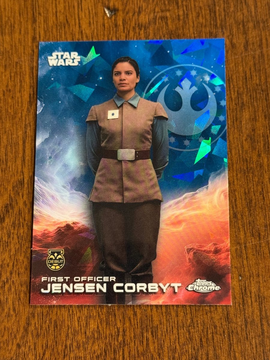 2025 Topps Chrome Star Wars Zaffiro Primo Ufficiale Jensen Corbyt #46