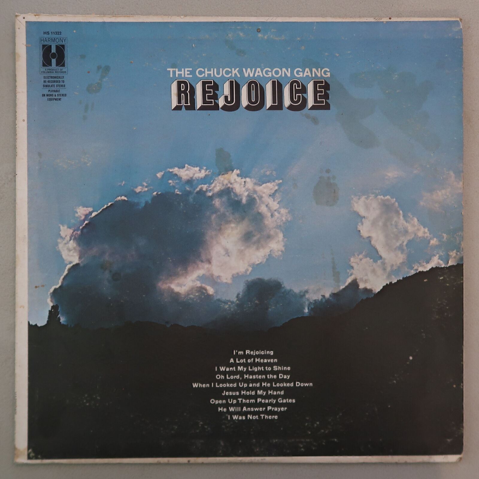 The Chuck Wagon Gang Rejoice Vinyl LP Harmony Label VG 46