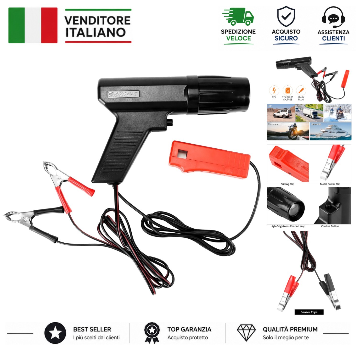 QWORK Pistola stroboscopica Pistola d'accensione, pistola per fasatura dell'a...