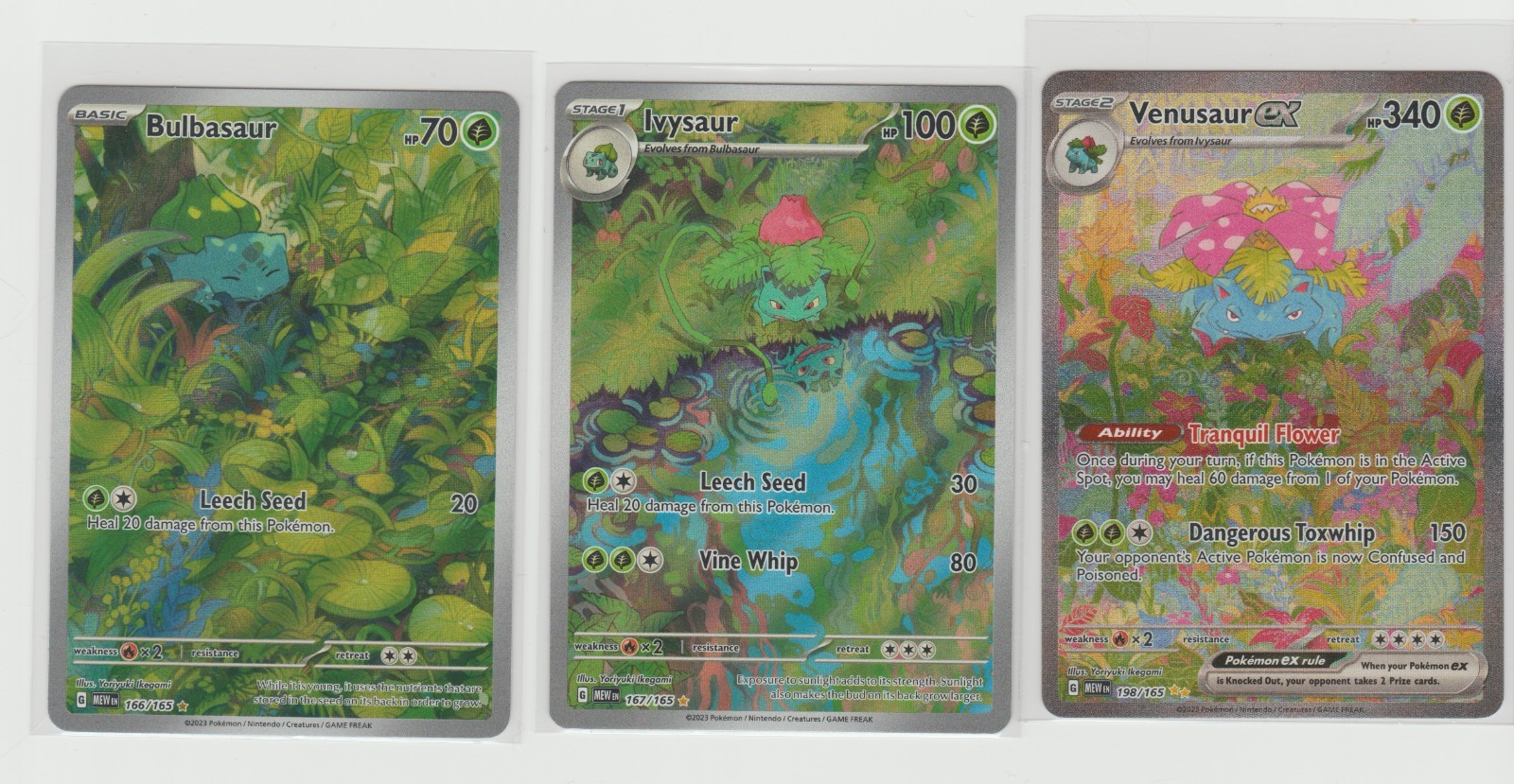 Bulbasaur 166/165 Ivysaur 167/165 Venusaur 198/165 IR SIR Pokemon 151 set trio