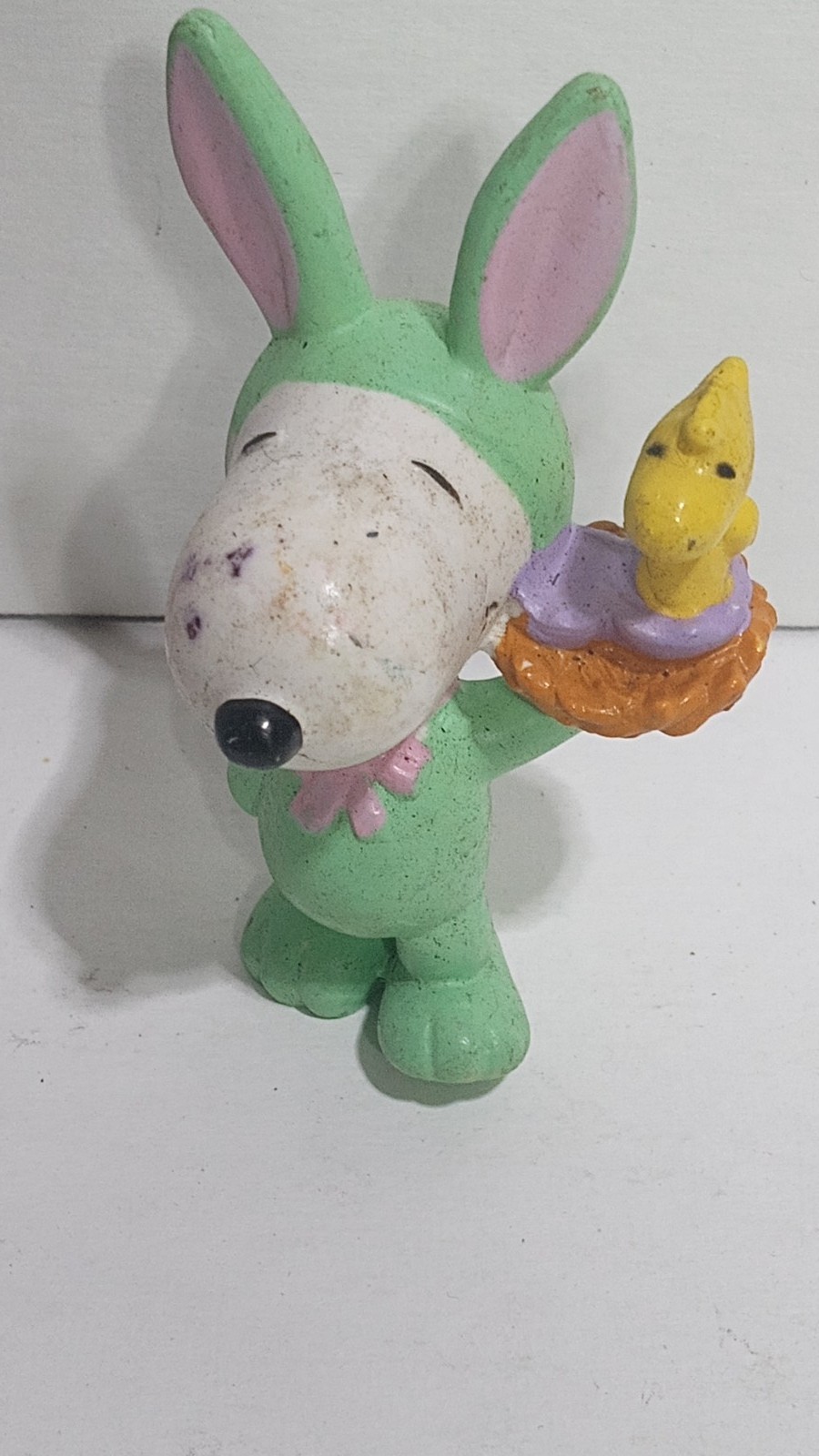 Snoopy Easter Bunny Woodstock Peanuts statuina UFS giocattolo action figure vintage