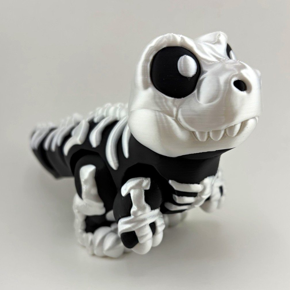 Wiglitz Dinosauro Bianco e Nero T Rex Scheletro Extra Large XL Lucido