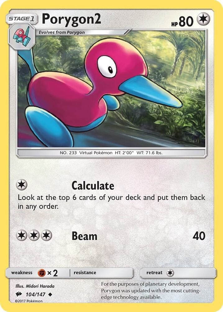Porygon2 104/147 Uncommon Burning Shadows Pokemon Lightly Played