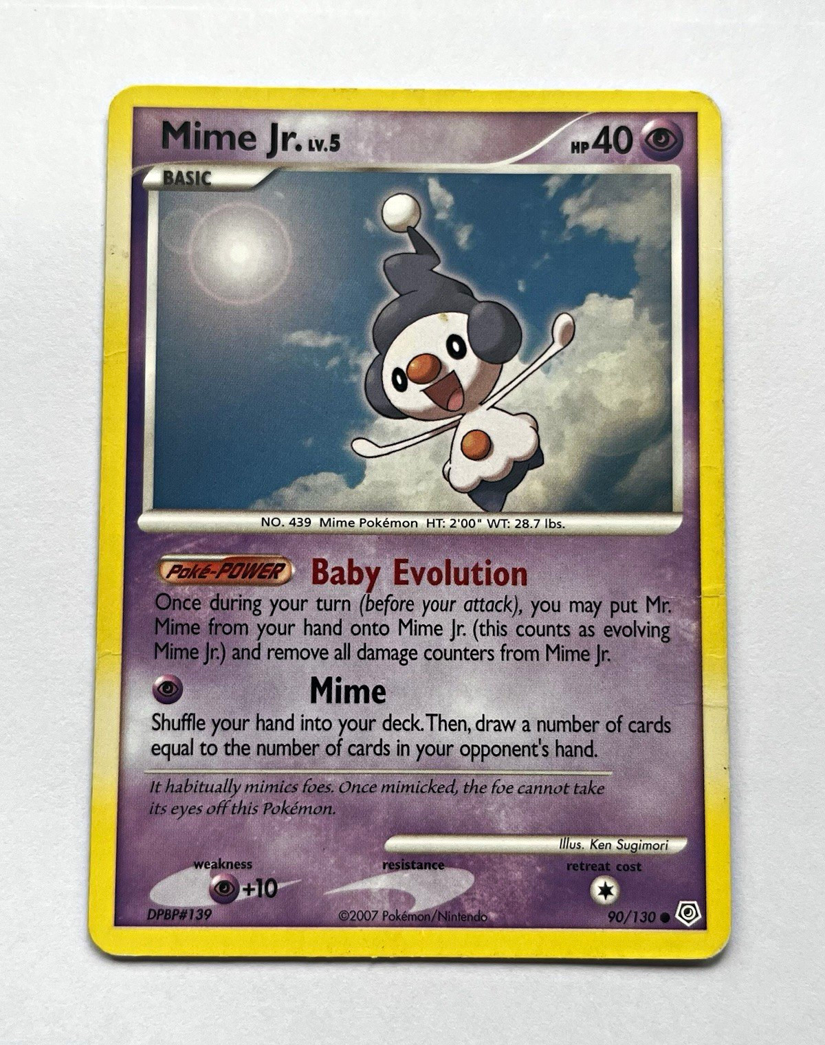 Mime Jr. Pokémon TCG 90/130 Diamond & Pearl 2007 Common Basic Regular HP 40 MP