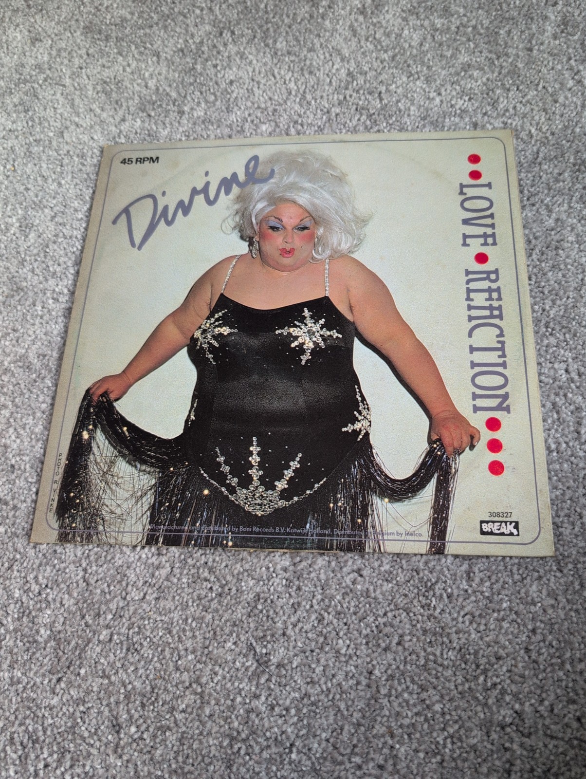 DIVINE - LOVE REACTION 12" DISCO DANCE EUROPOP SINGLE VG+ VINYL '83 JOHN WATERS 