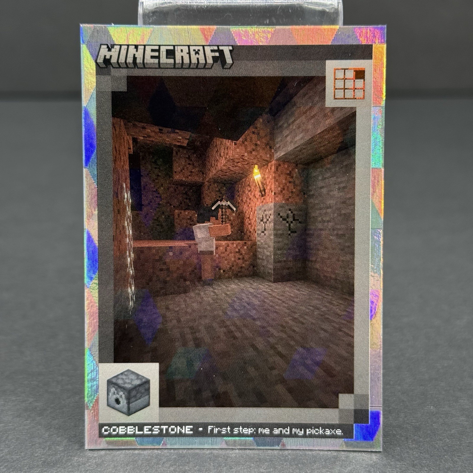 2024 Panini Minecraft Cubic Foil Card #138 Crafting Chronicles Cobblestone