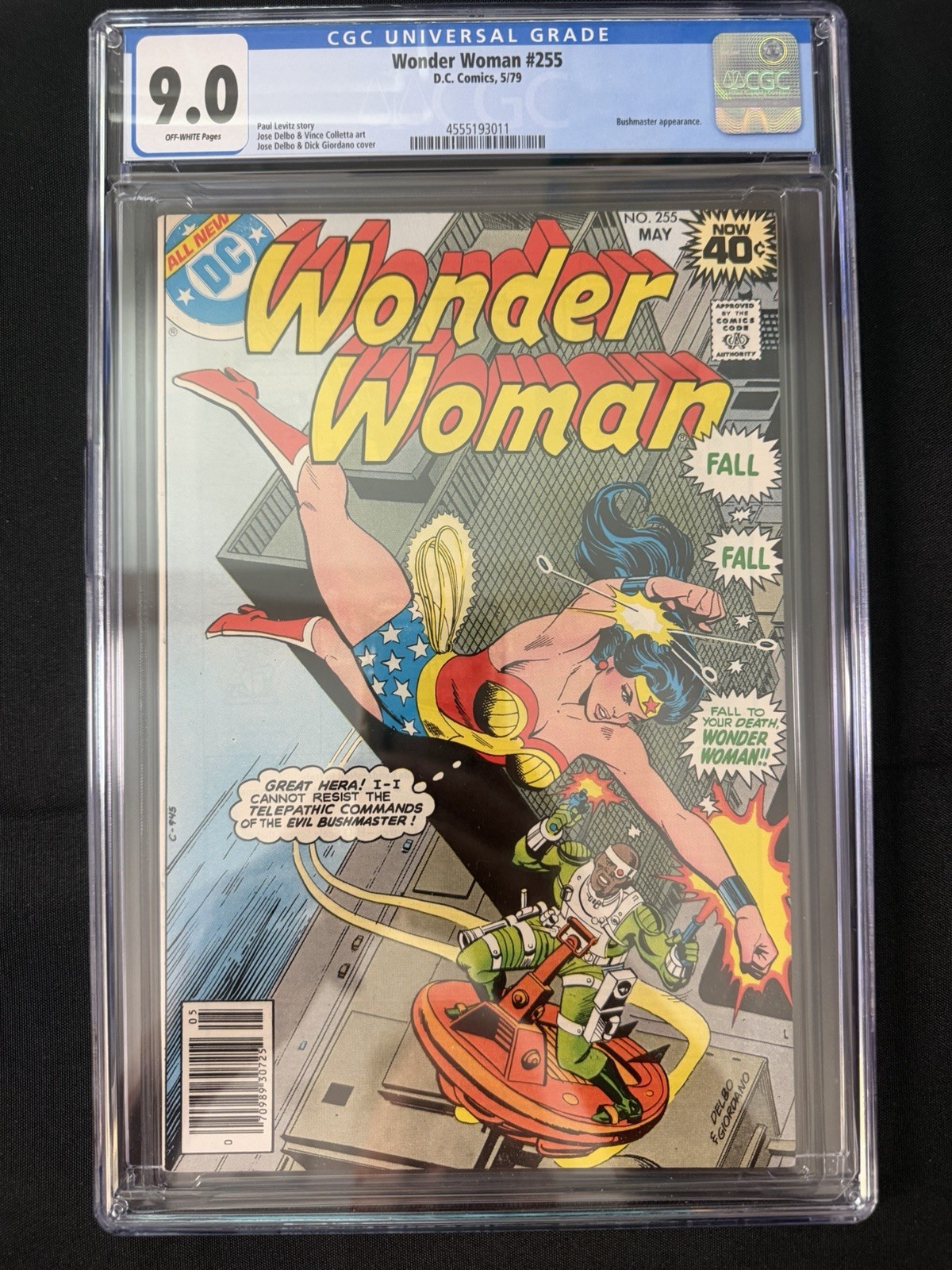 Wonder Woman #255 (1979) CGC 9.0 1a apparizione Bushmaster età del bronzo DC