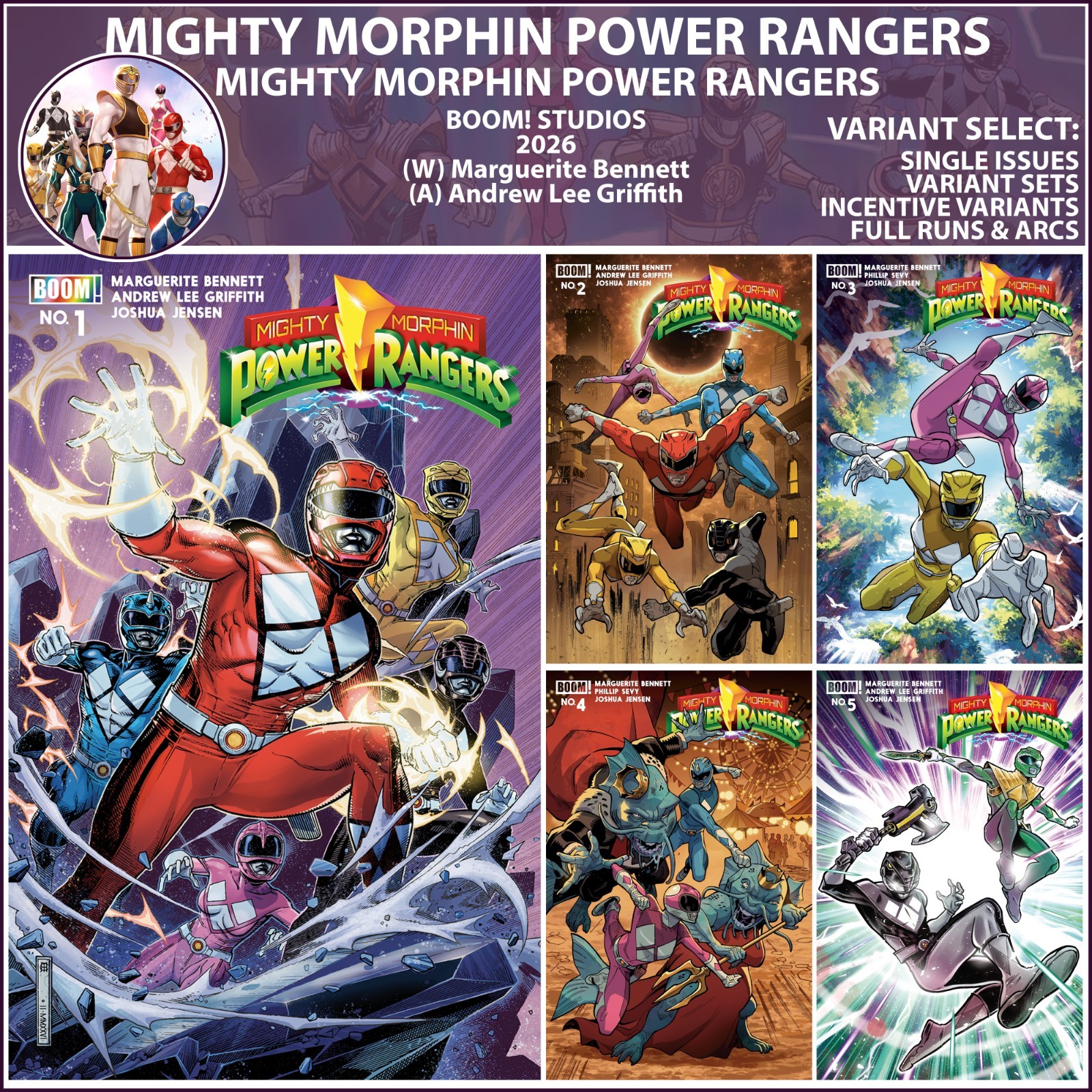 Mighty Morphin Power Rangers (2026) #1 2 3 4 5 BOOM! Studios COVER SELECT