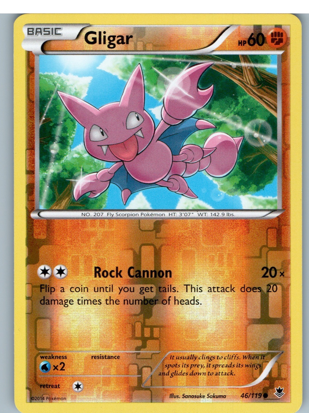 Gligar 46/119 Forze Fantasma Comuni Pokemon Reverse Holo Giocato Leggermente