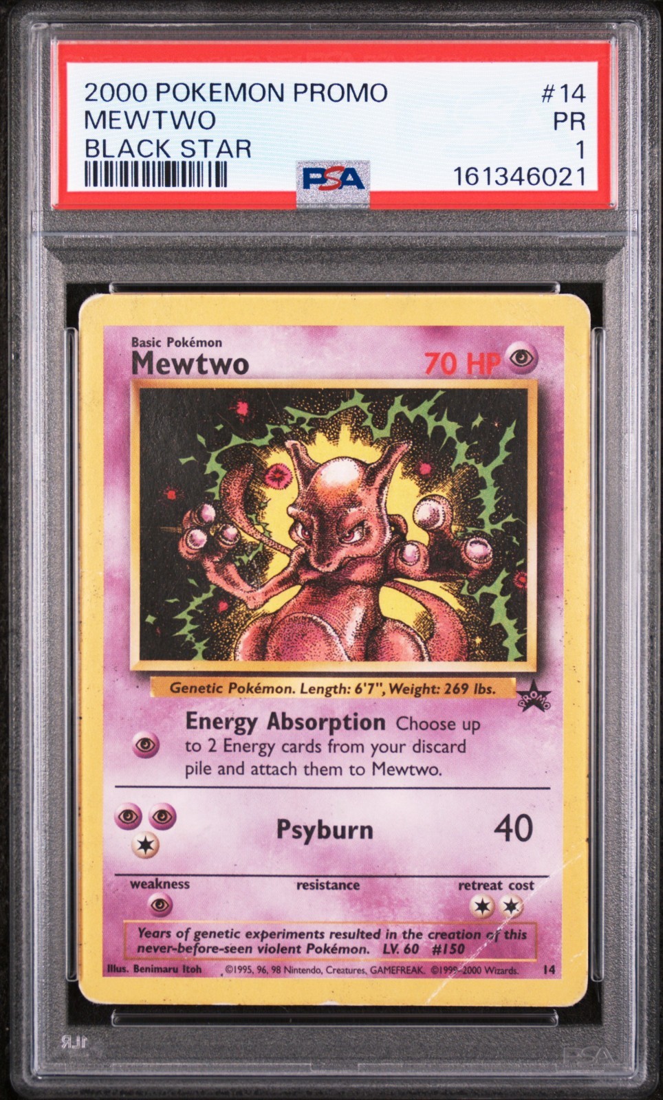 PSA 1 PR 2000 Pokemon Black Star Promo Mewtwo 14 WOTC Rare Vintage