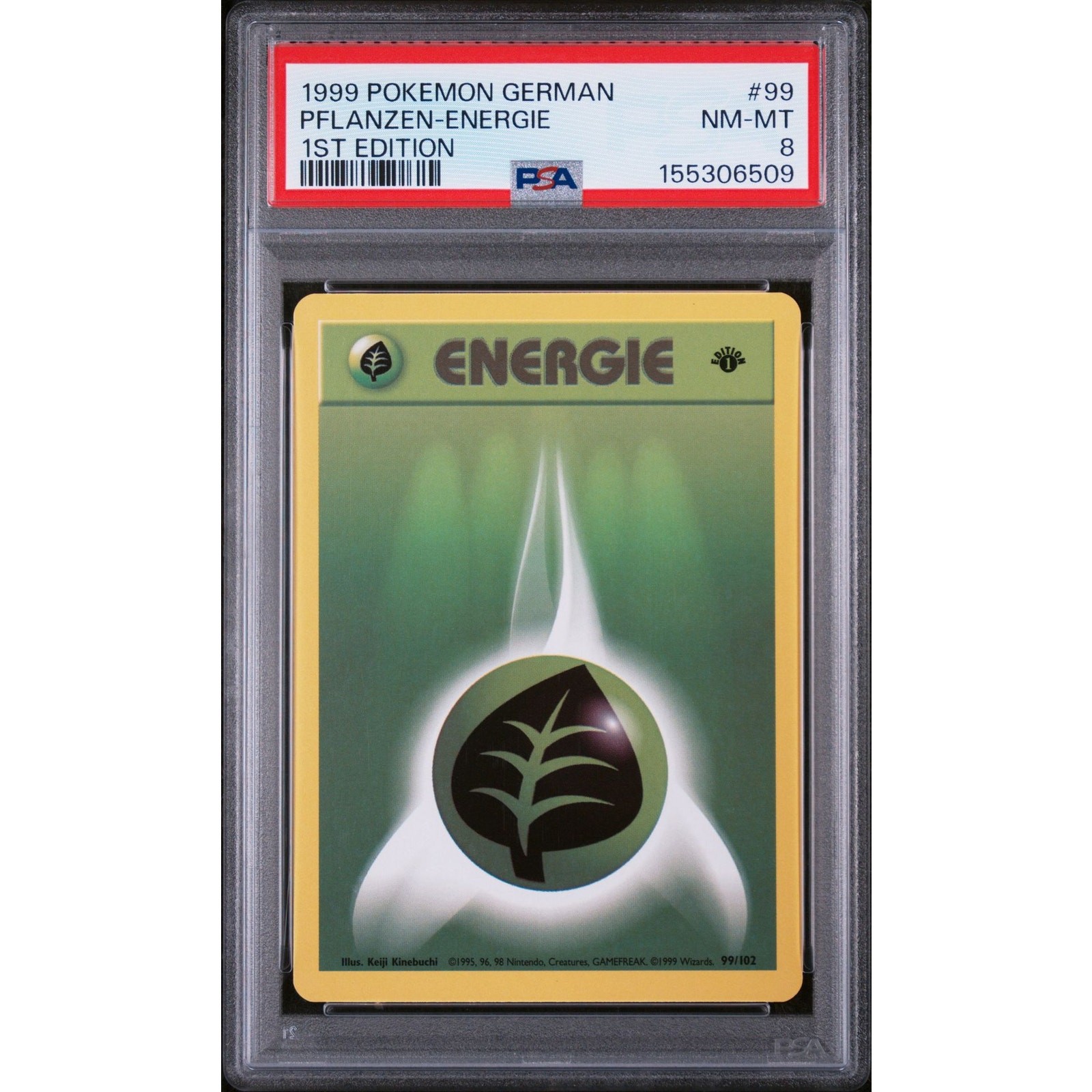 PSA 8 NM-MT Grass Energy (Pflanzen-Energie) 1° 97/102 1999 Set Base Tedesco Scheda
