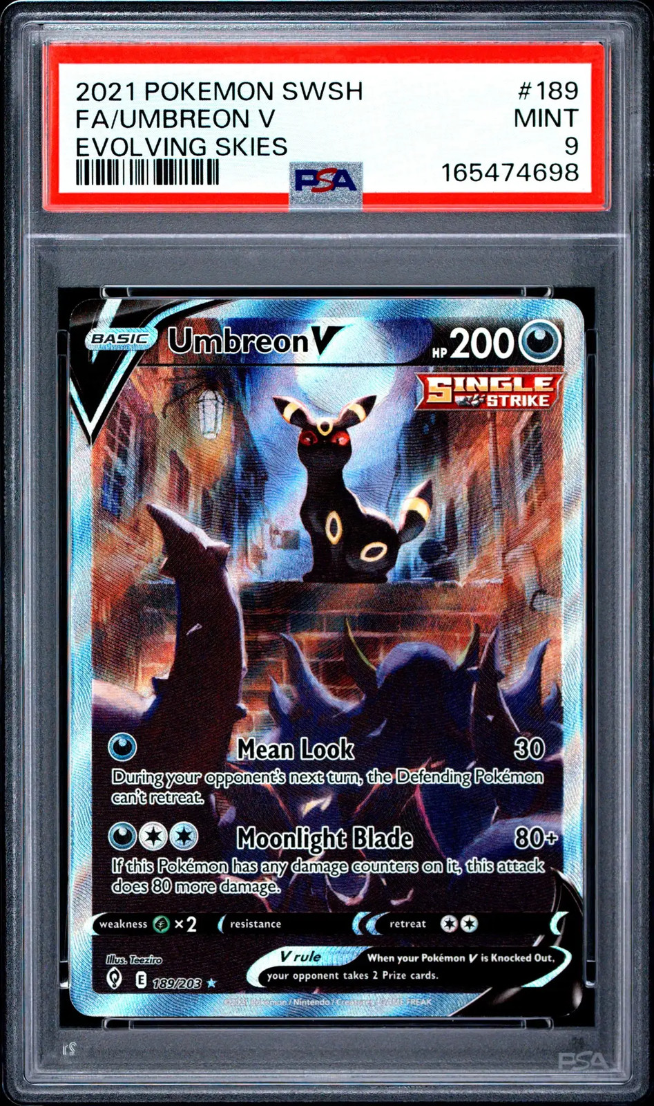Pokemon Spada e Scudo 2021 Cieli in Evoluzione Umbreon V PSA 9 #189