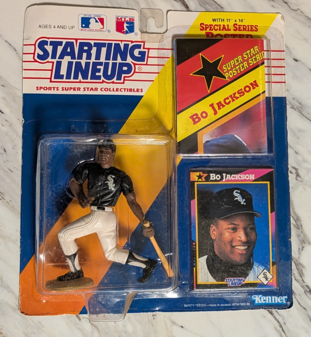 New Sealed 1992 Kenner Starting Lineup Bo Jackson White Sox Figure w/ Poster