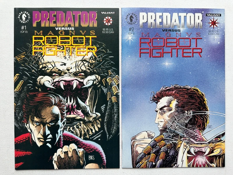 Predator vs. Magnus Robot Fighter 1-2 (1992 Dark Horse/Valiant) Complete Mini-Series