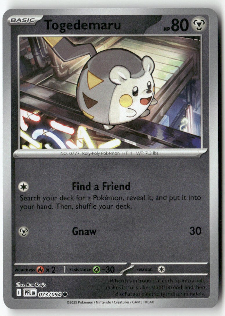 Togedemaru 073/094 Fiamme Fantastiche Reverse Holo Pokemon Comune Bun Toujo