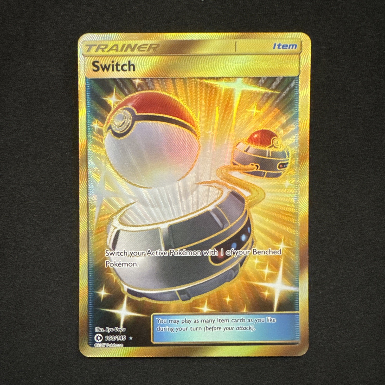 Switch Secret Gold Allenatore Articolo 160/149 Sole e Luna Set Base Holo Pokemon
