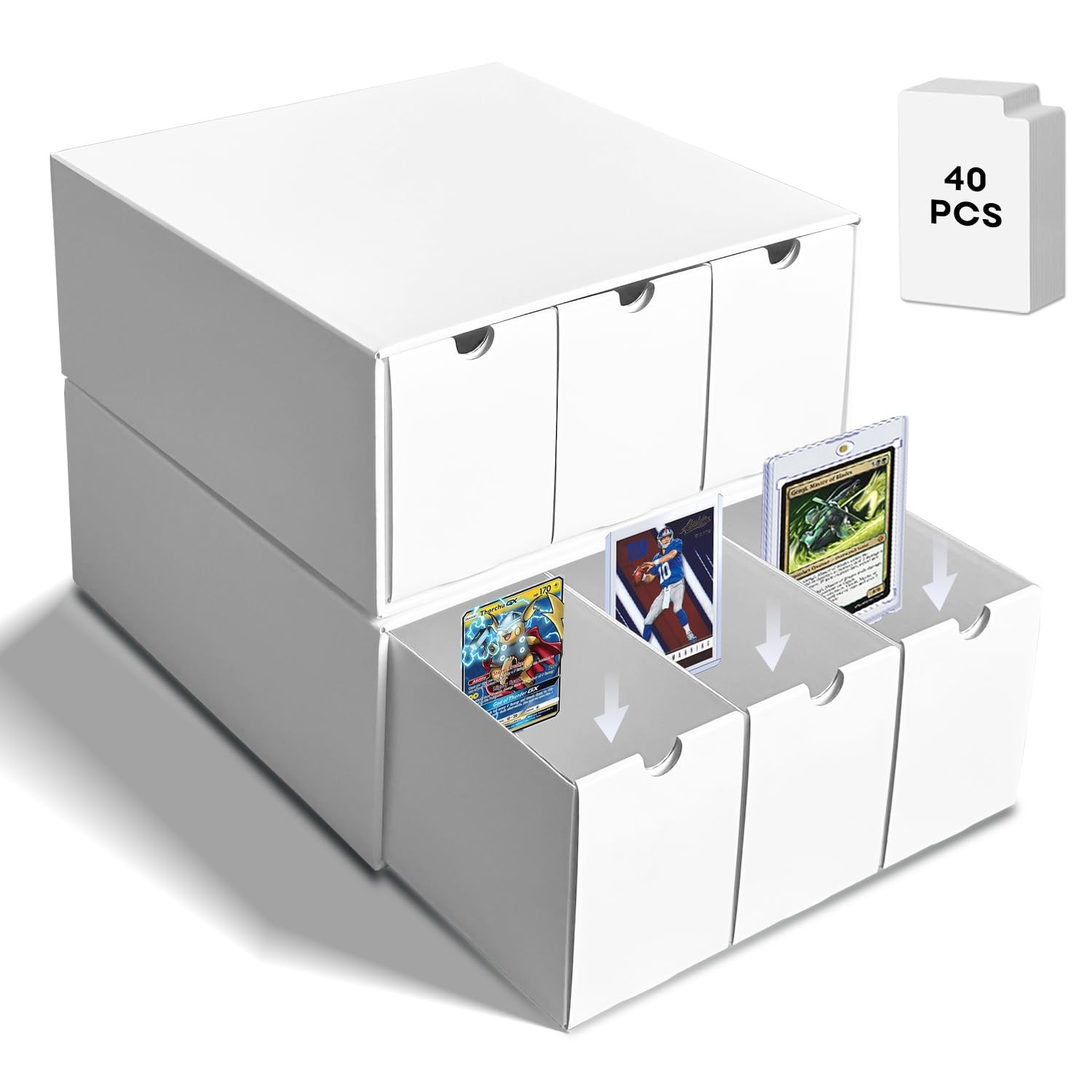 Fageverld Trading Card Storage Box, Top 551.16 cubic inches, Drawer-2 Sets