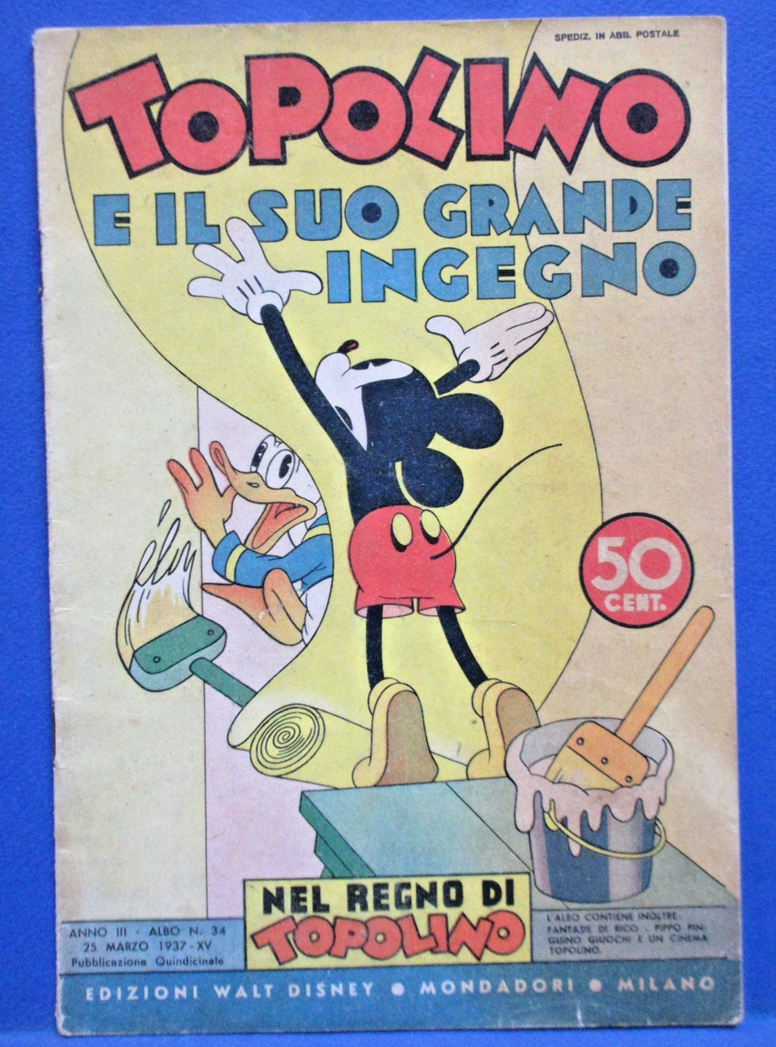 TOPOLINO GRANDE INGEGNO Nel Regno di Topolino 34 DISNEY MONDADORI 1937 ottimo !