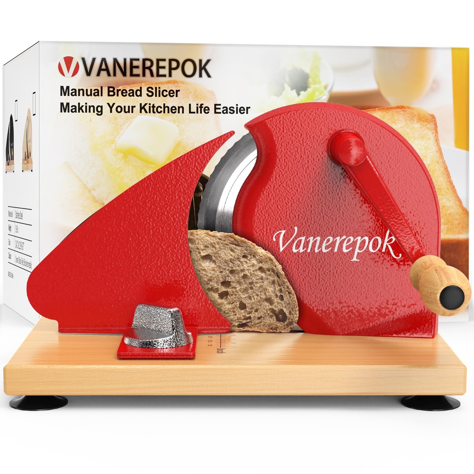 Manual Bread Slicer Adjustable Thickness for Homemade Sourdough
