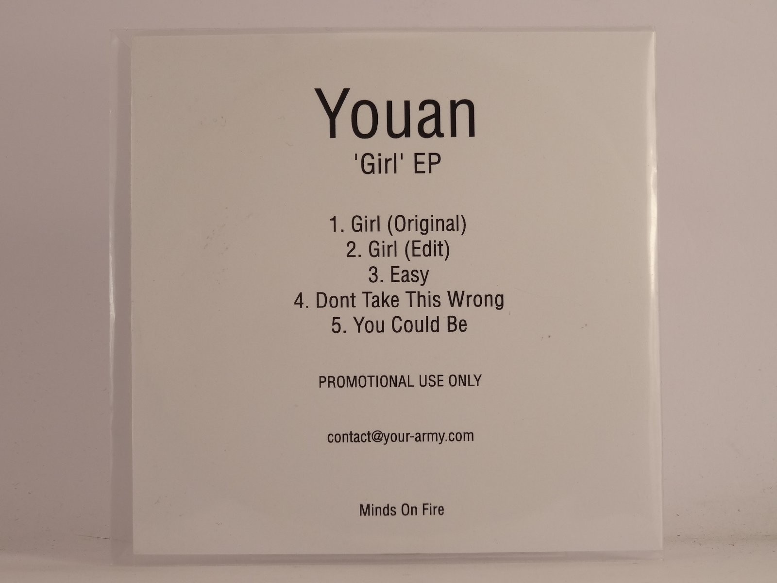YOUAN GIRL EP (F43) 5 Track Promo CD Single plus Picture Sleeve MINDS ON FIRE
