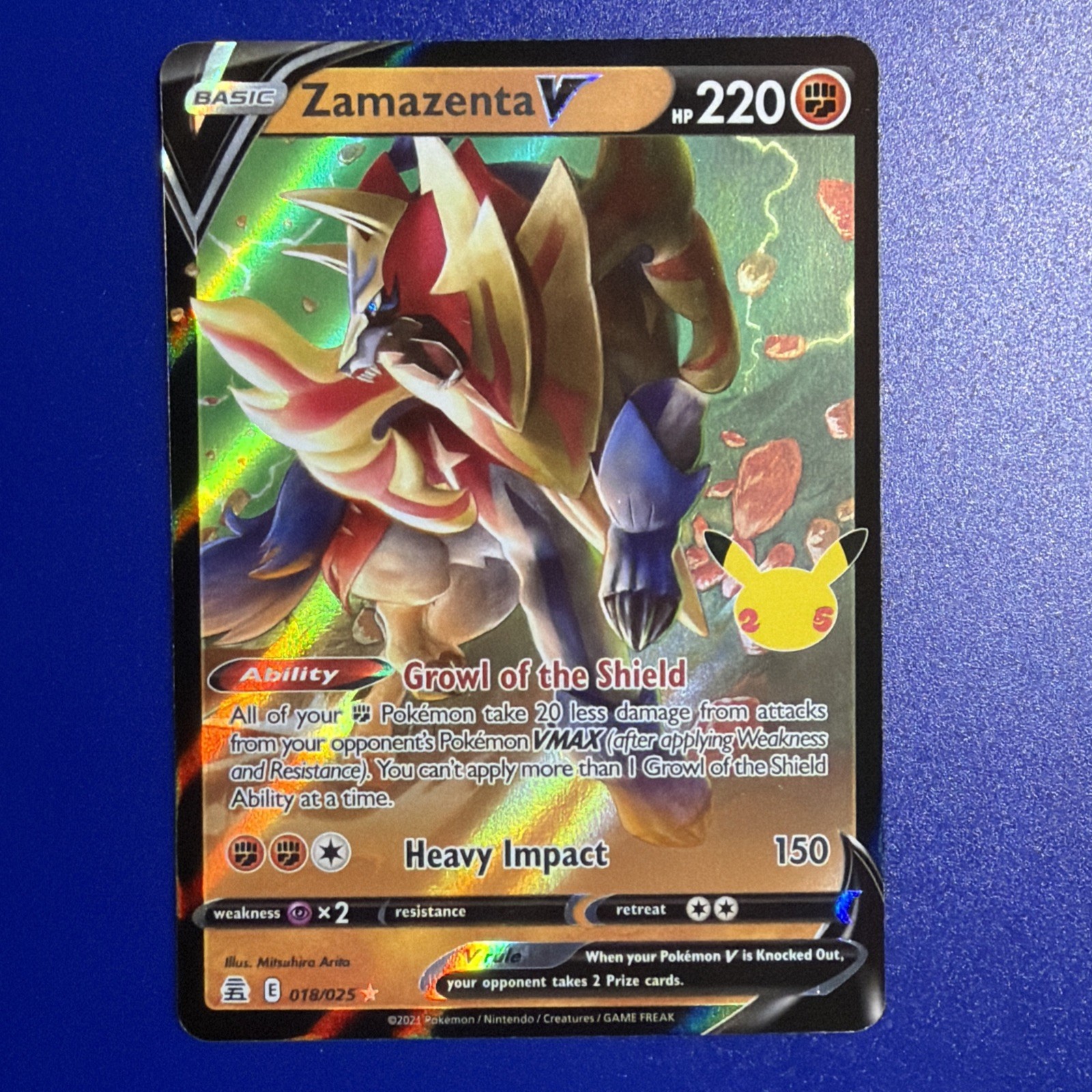 Pokemon Zamazenta V 018/025 Celebrazioni Full Art 25° Anniversario