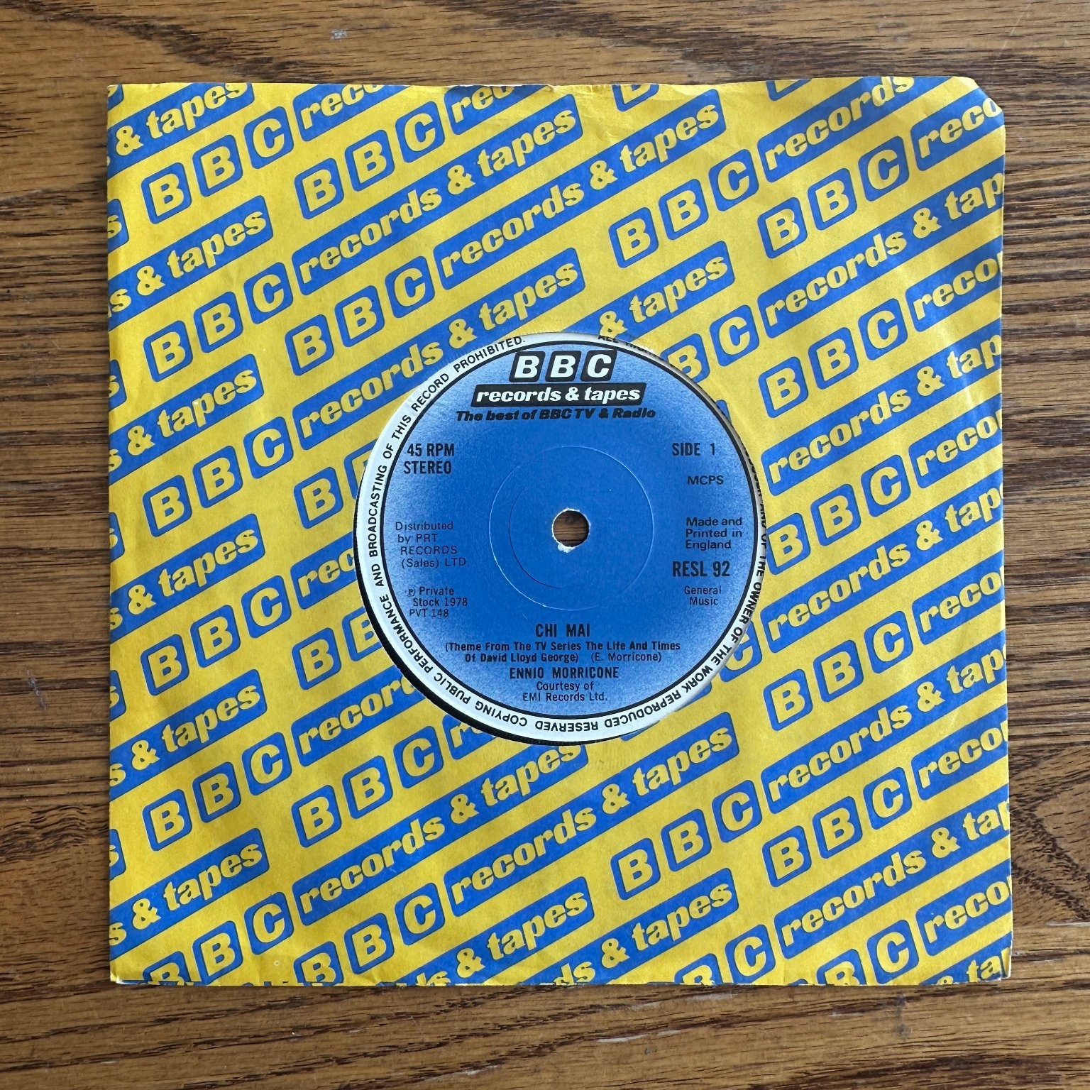 Ennio Morricone – Chi Mai 7" Single Record 1978 BBC Records Soundtrack 45 RPM