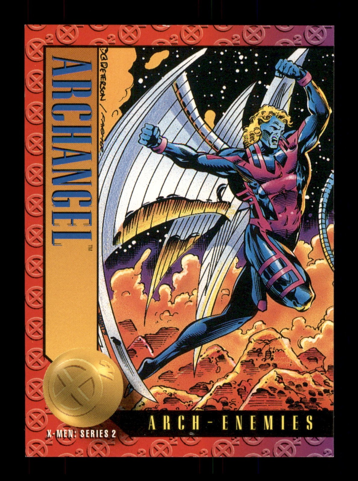 Arch-Enemies 37 Archangel X-Men Series 2 1993 SkyBox Trading Card TCG CCG