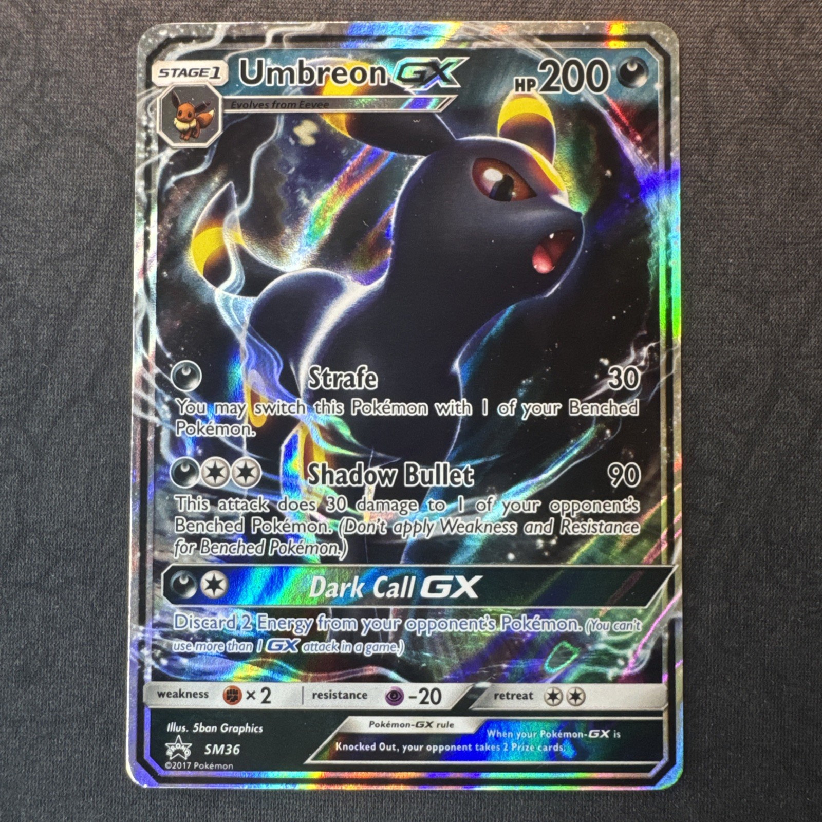 Umbreon GX SM36 Sun & Moon Black Star Holo Pokemon