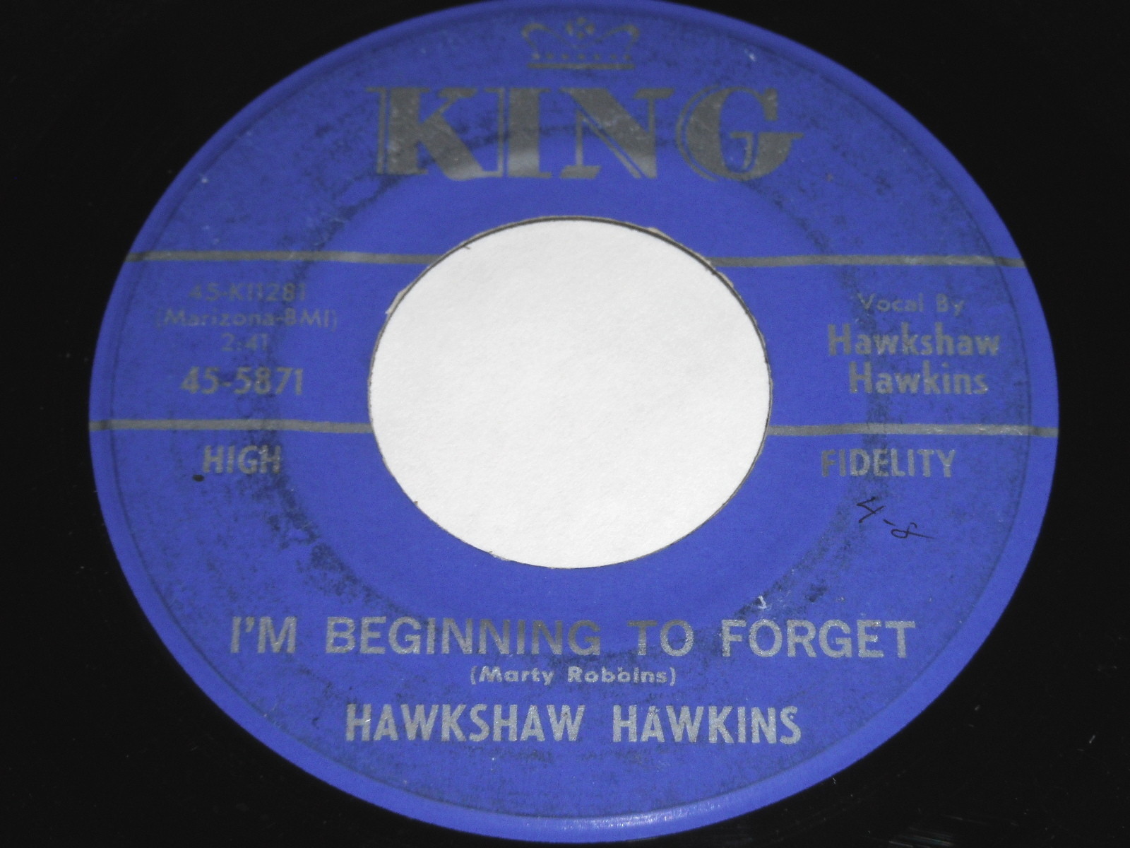 Hawkshaw Hawkins - I'm Beginning To Forget / Teardrops On Your Letter 45